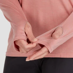 NRS Women's Silkweight Long-Sleeve Shirt -Boating Equipment Store 10115 05 Mauve Model Detail 090221 1000x1000 56558.1657650794