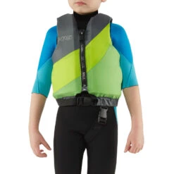NRS Crew Child PFD 10 NRS Crew Child PFD -Boating Equipment Store 40002 02 Model Front GreenGray 012318 2000x2000 50486.1645229892