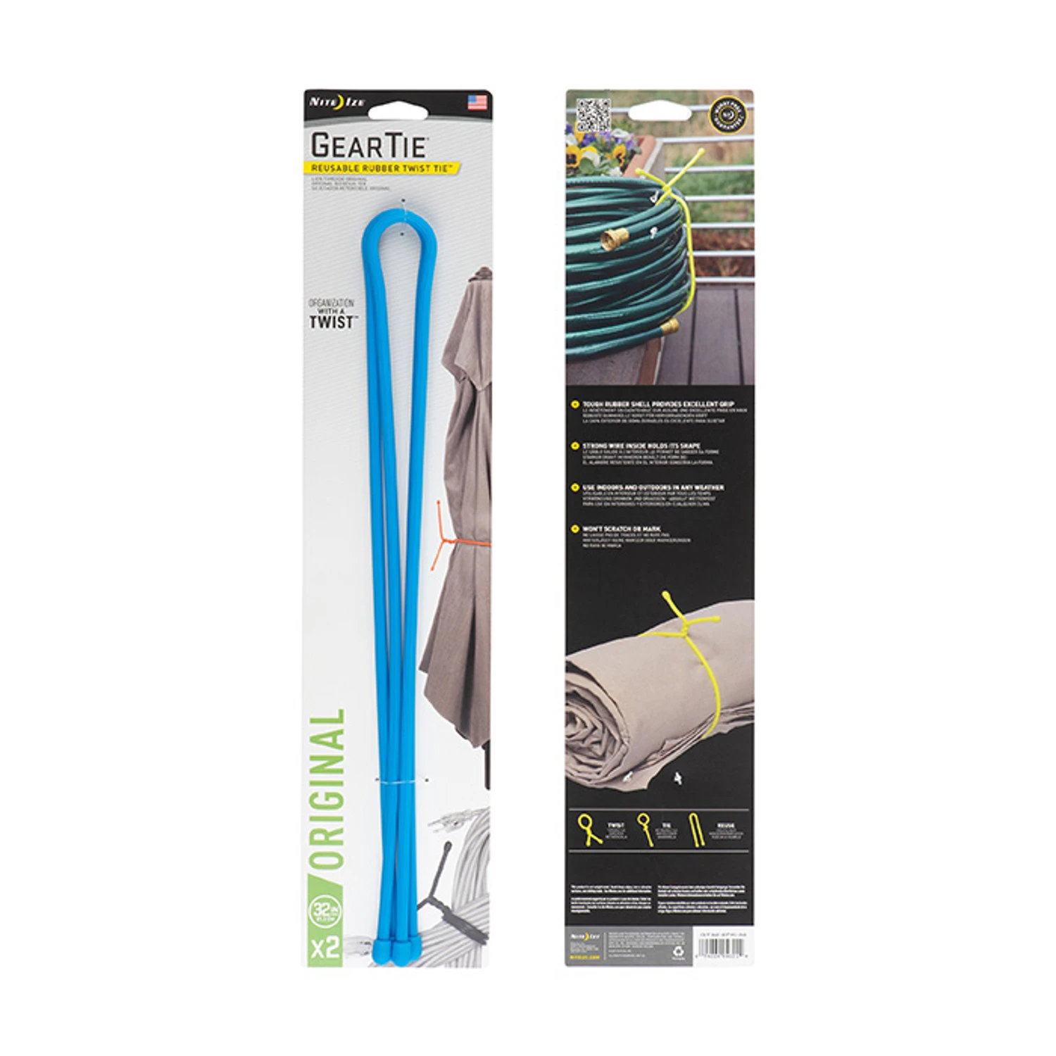 Nite Ize Gear Tie Reusable Rubber Twist Tie 32 In. - 2 Pack 1 Nite Ize Gear Tie Reusable Rubber Twist Tie 32 In. - 2 Pack